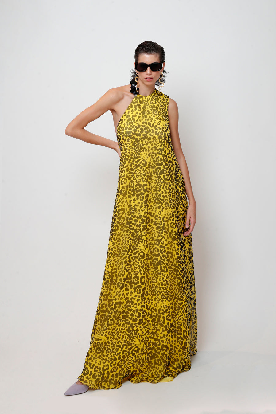 Animal print dress with asymmetrical neckline – THE 2ND SKIN CO