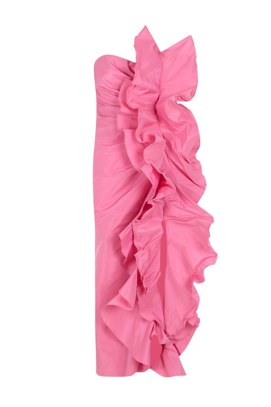 Vestido de taffeta con volantes