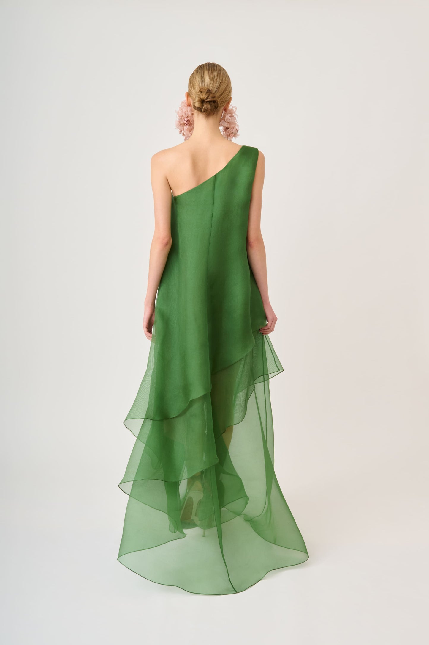 Sleeveless Asymmetric Organza Dress with Layered Panels
