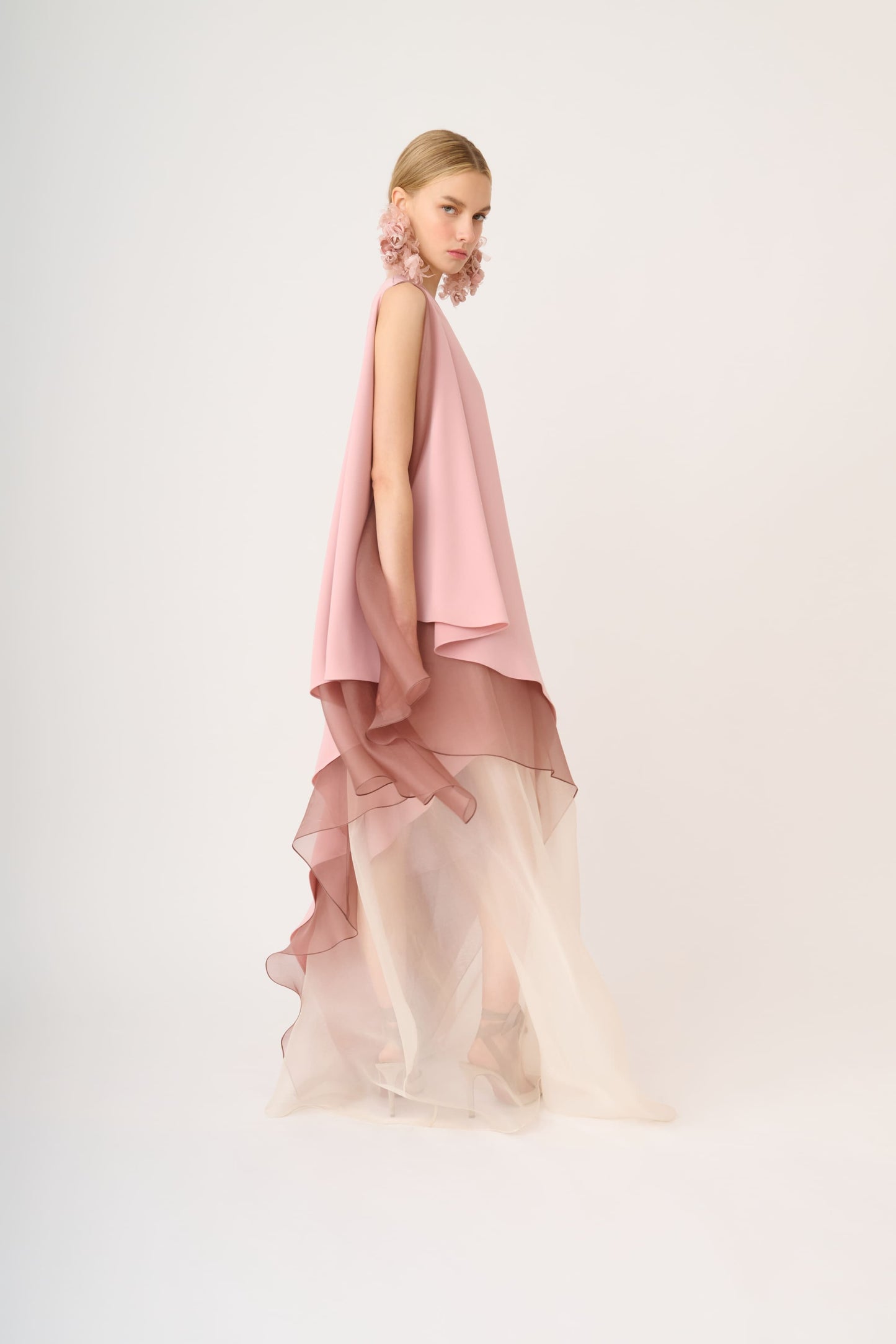 Sleeveless Layered Dress with Kaftan-Style Sleeve