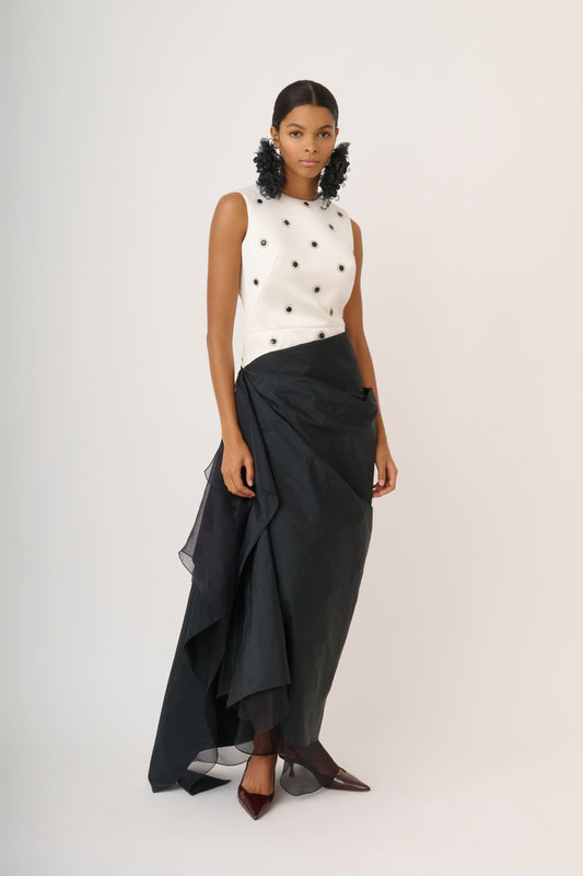 Vestido largo bicolor