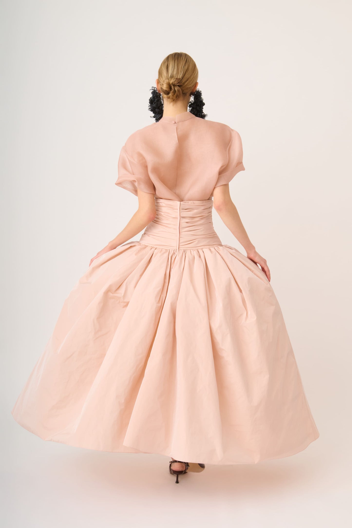 Falda midi de tafetán de cintura alta