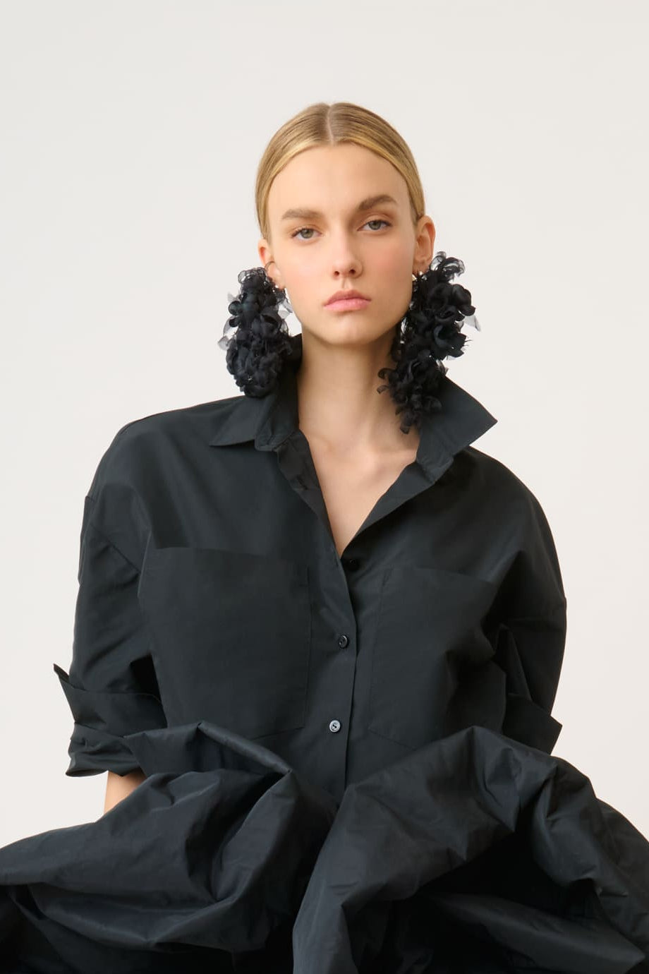 Taffeta Shirt with Batwing Sleeves