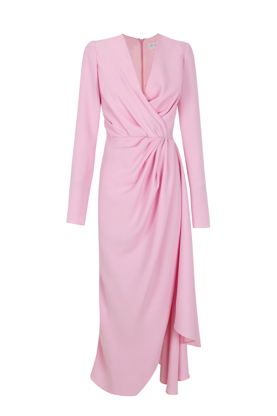 Long sleeve draped midi dress1