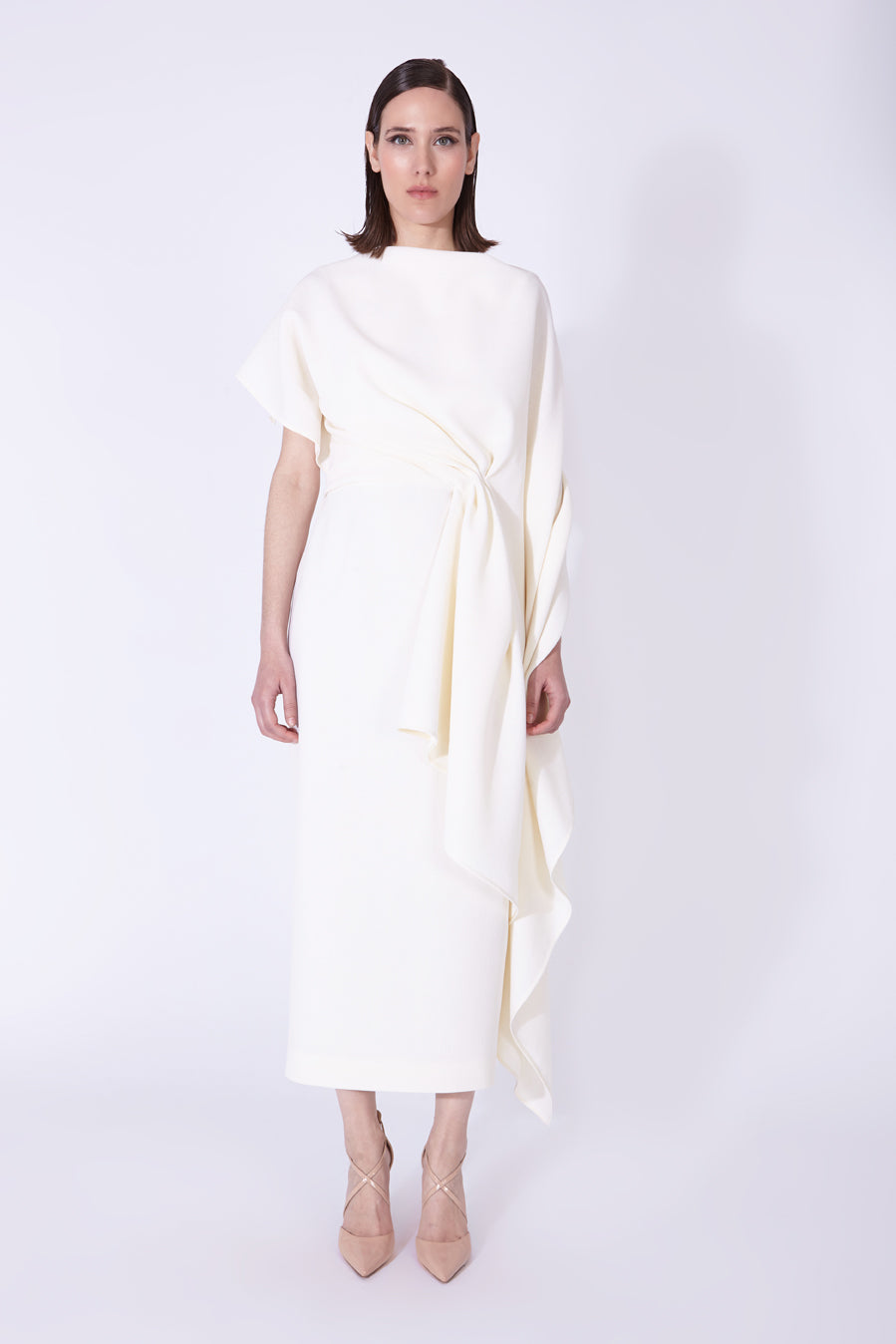 asymmetrical cape dress ASOS EDITION high neck sleeve mini with asymmetric hem in cobalt blue Asymmetric neckline KarenMillen Plus Size Tailored Crepe
