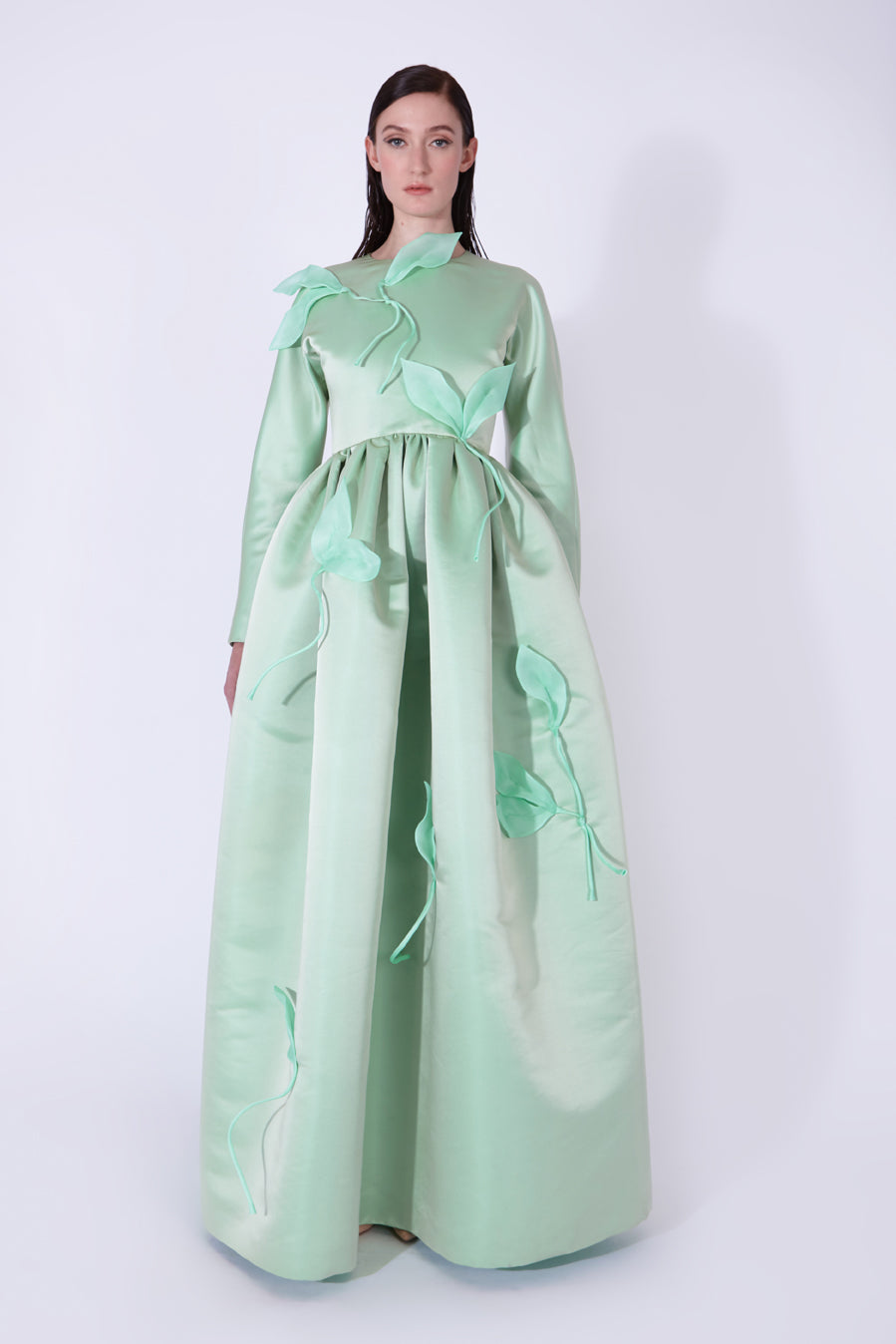 Long dress with leaves