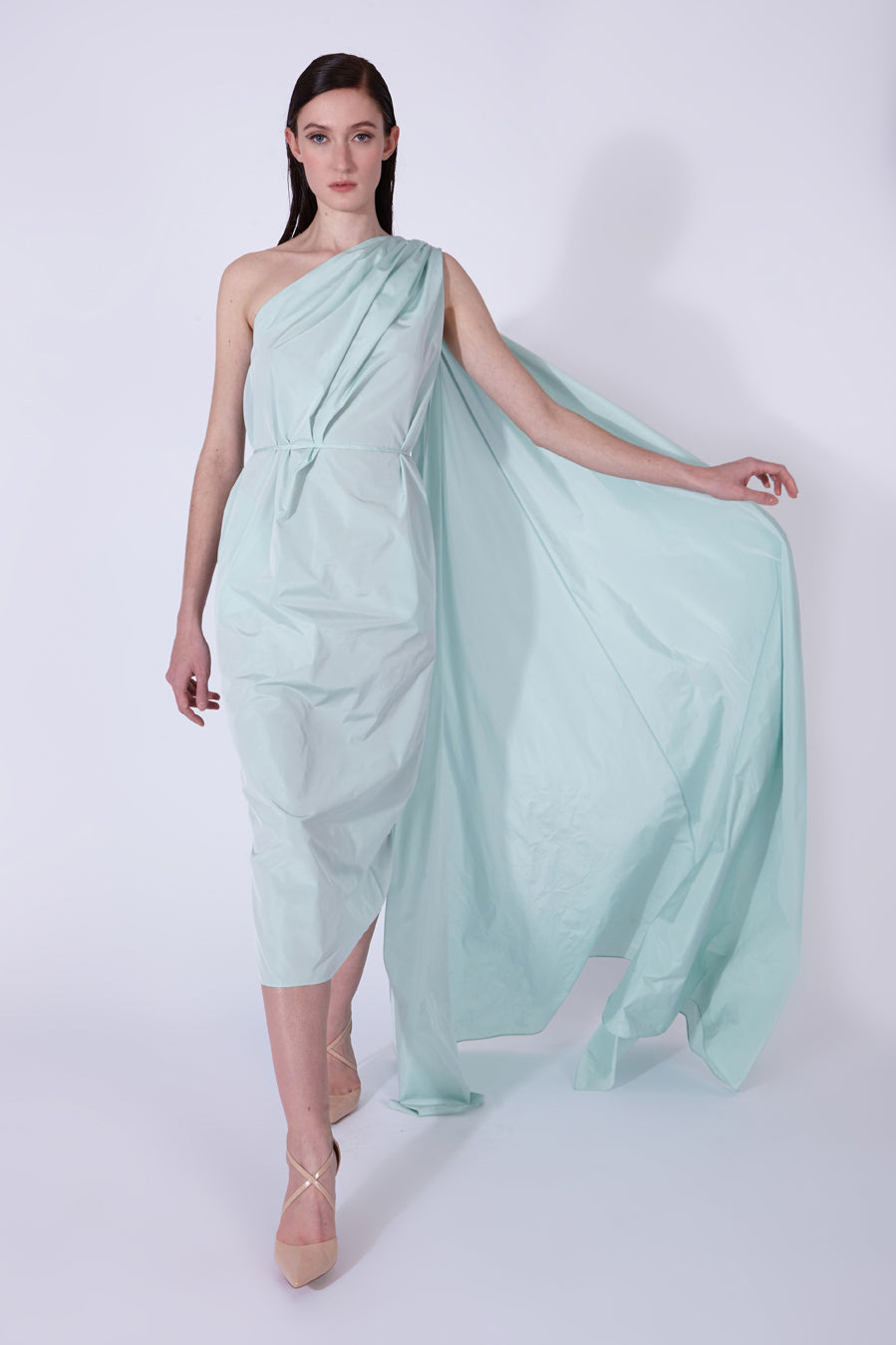 Asymmetrical taffeta dress