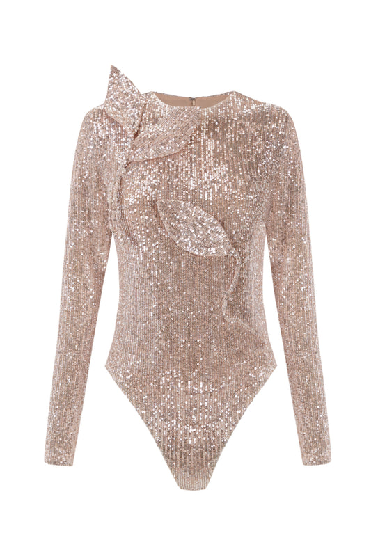 Round neck paillettes top