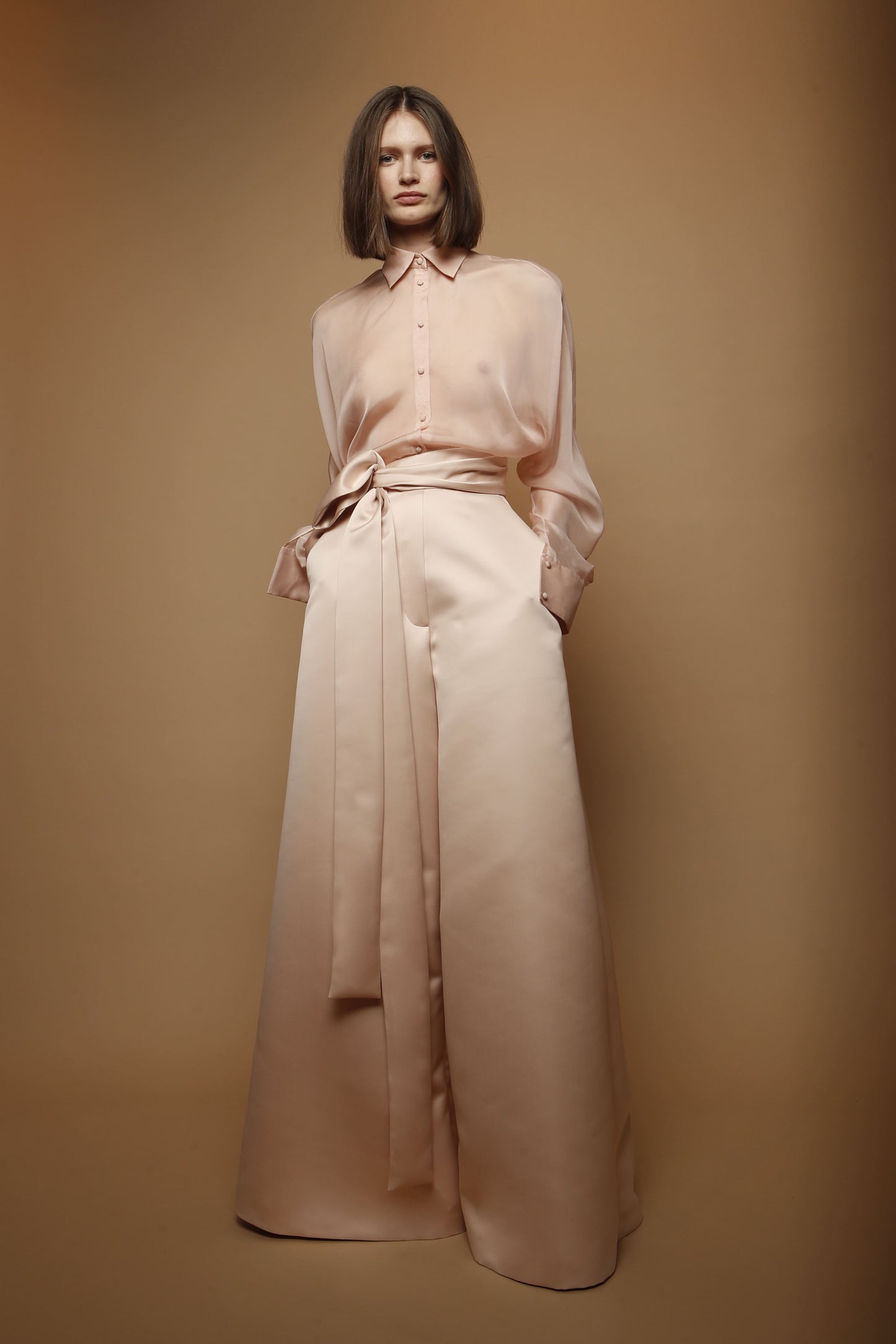 Pantalón ancho satén