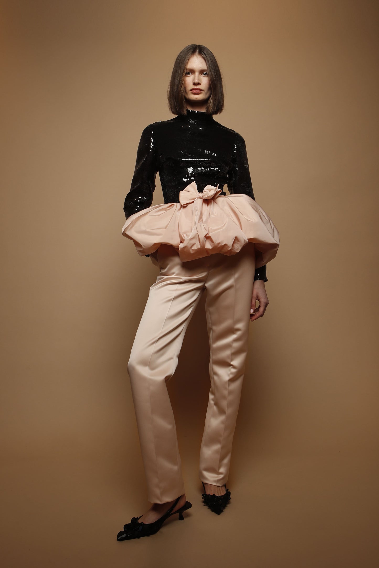 Satin long straight pants