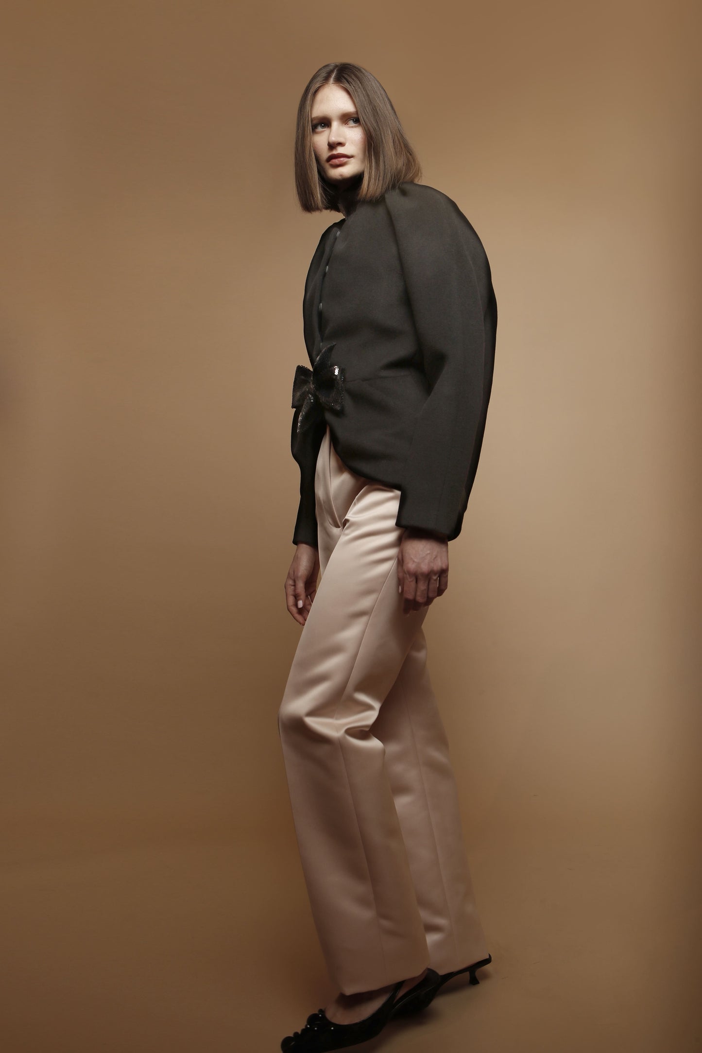 Satin long straight pants