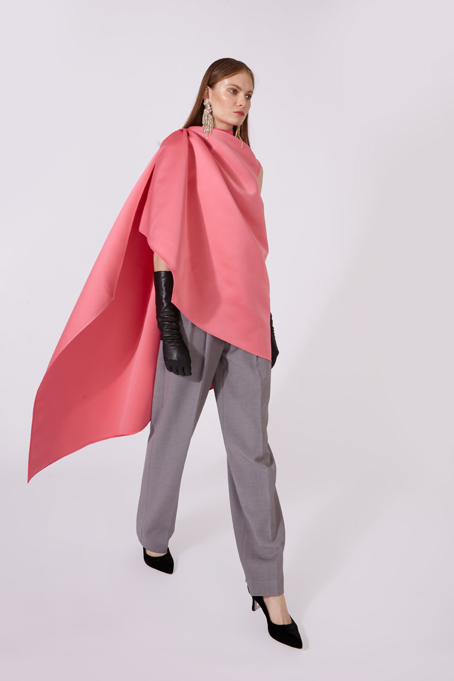Asymmetric Satin Cape Top