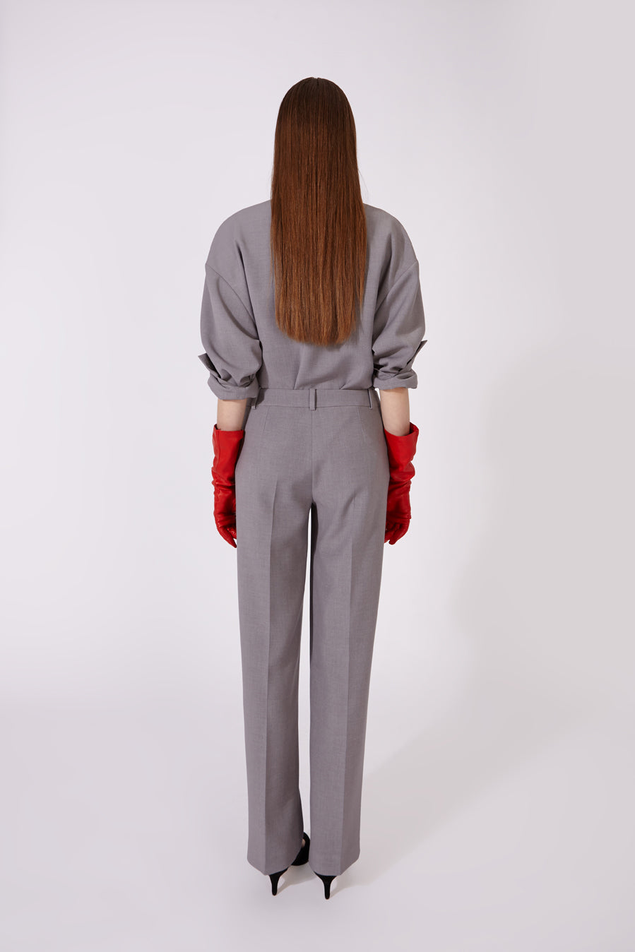 Grey light wool button-up shirt