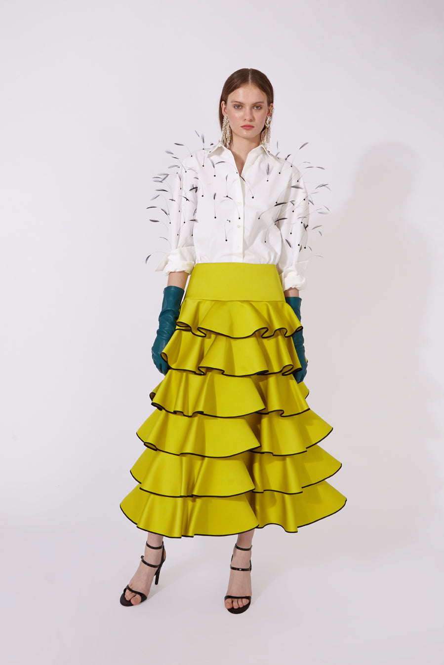 Ankle-Length Ruffled Skirt