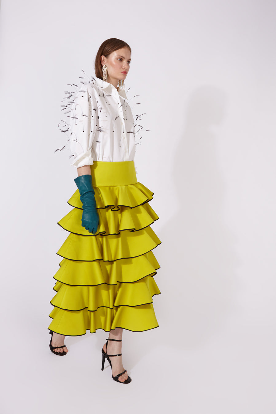 Ankle-Length Ruffled Skirt