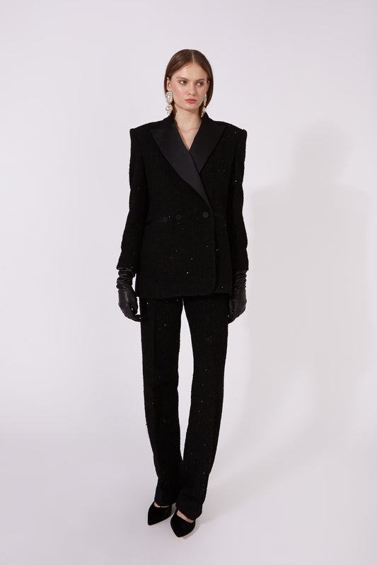 Pantalones sastre de tweed con lentejuelas