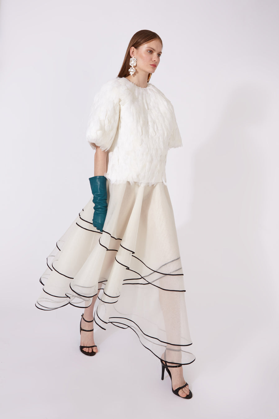 Asymmetric Layered Silk Organza Skirt