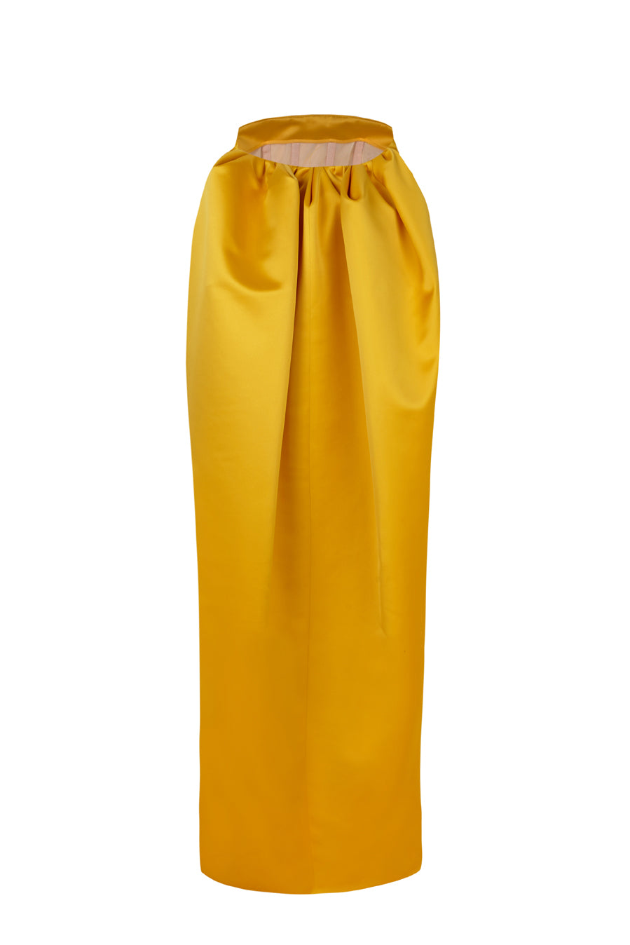 Strapless Long Satin Dress with Draped Back