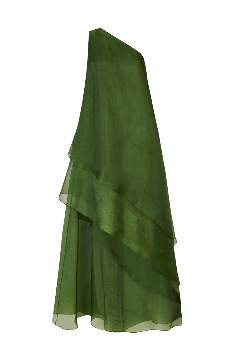 Sleeveless Asymmetric Organza Dress with Layered Panels
