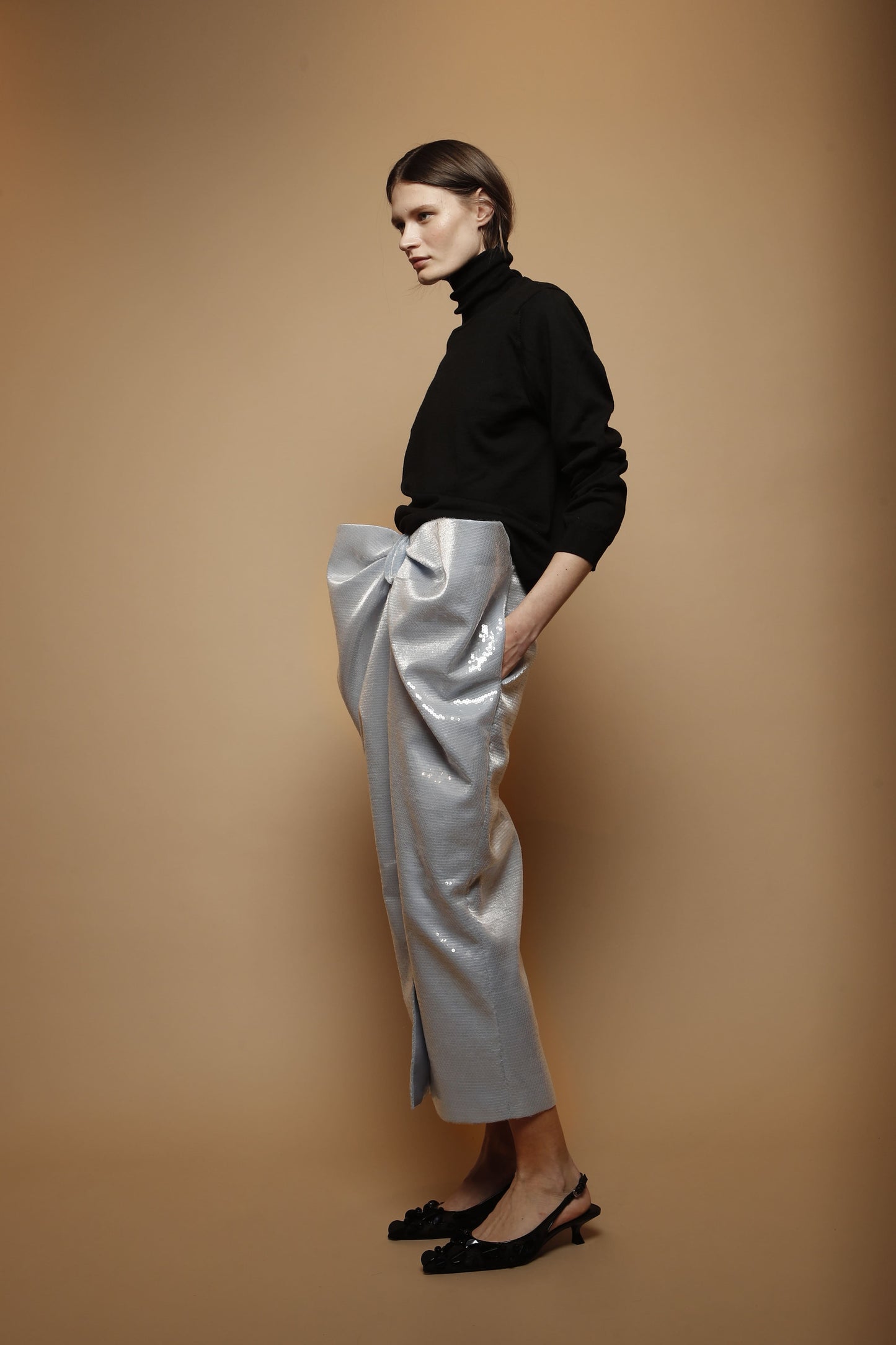 Falda midi lentejuelas