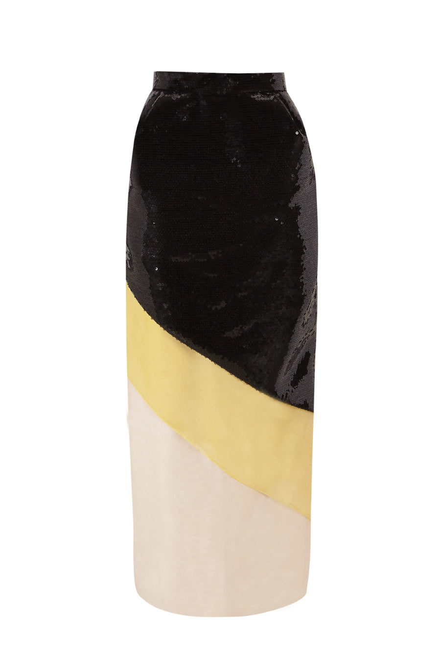 Midi Pencil Skirt with Sequins and Organza