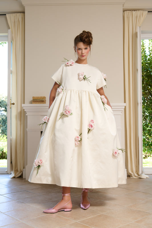 LOOSE-FITTING FLORAL WEDDING DRESS 