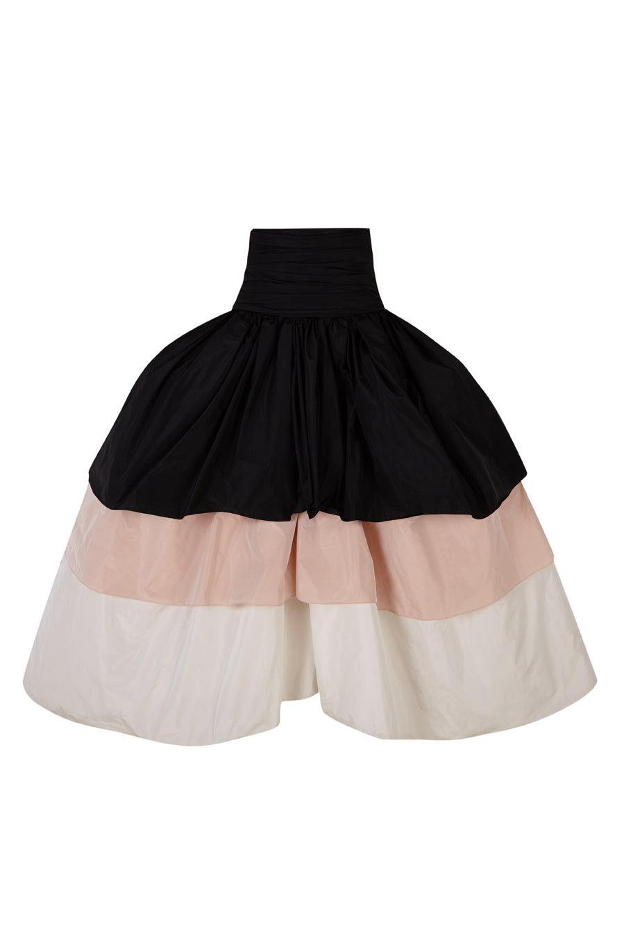 Falda midi de tafetán de cintura alta con paneles asimétricos