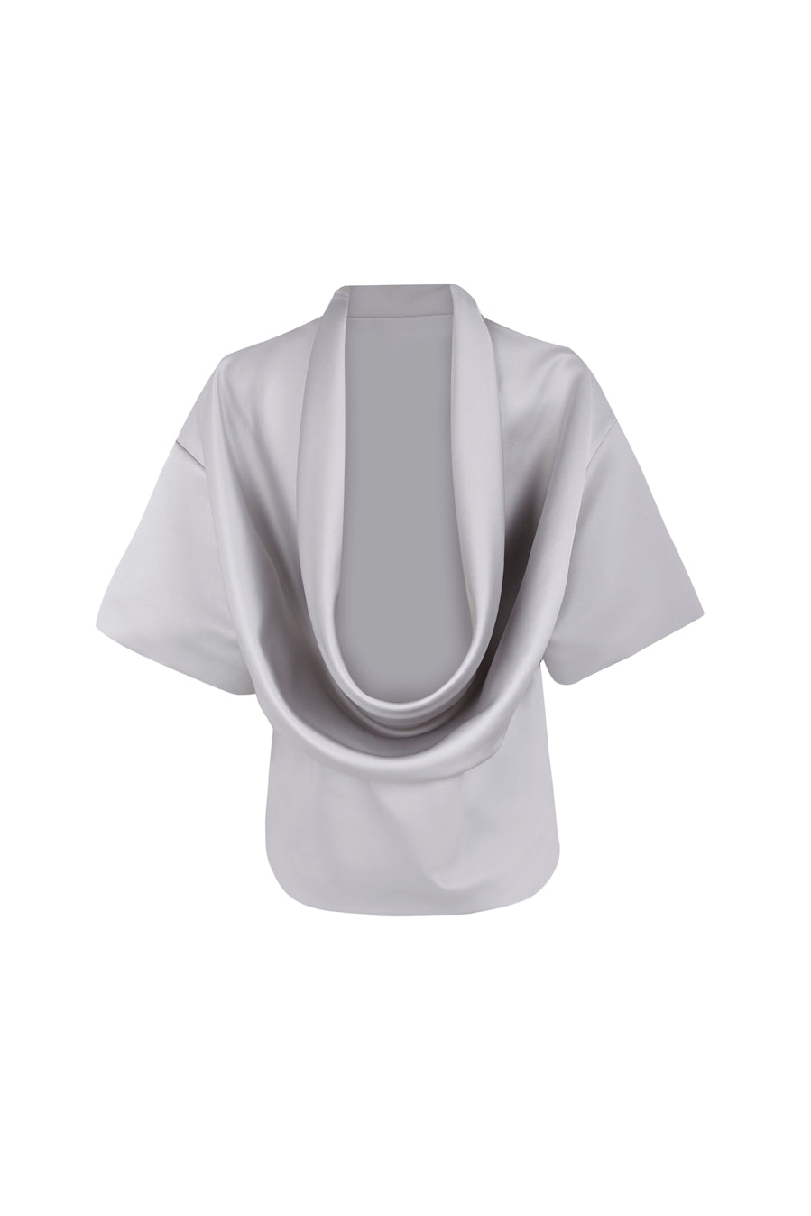 Oversized Satin Top with Draped Open Back
