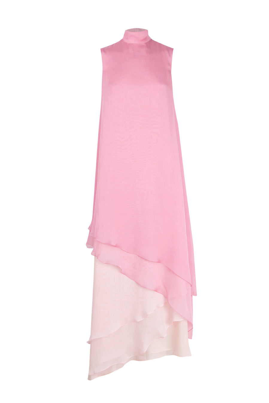 Sheer Layered High-Neck Muslin Dress