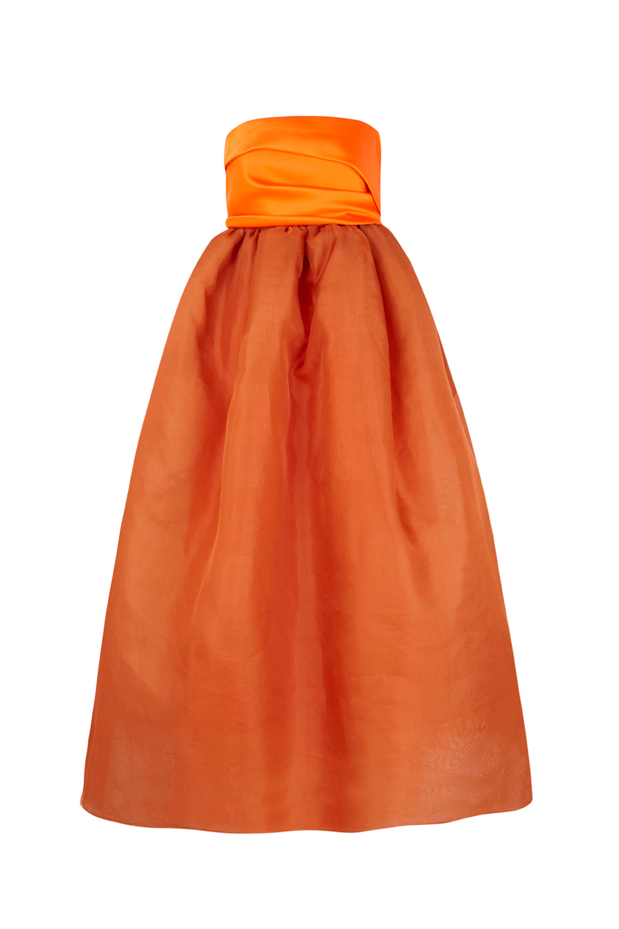 Strapless Ankle-Length Dress in Satin and Silk Organza