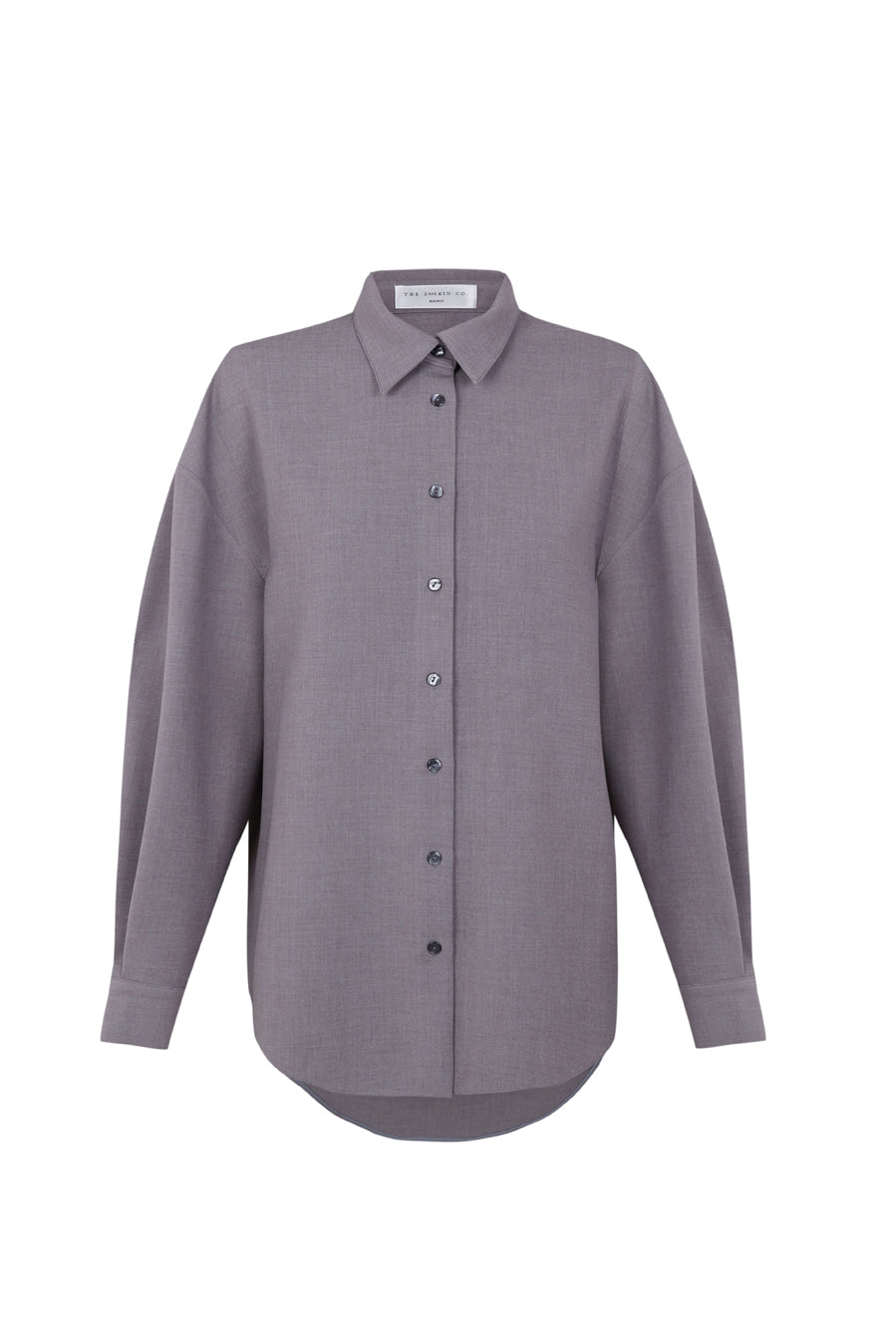 Grey light wool button-up shirt