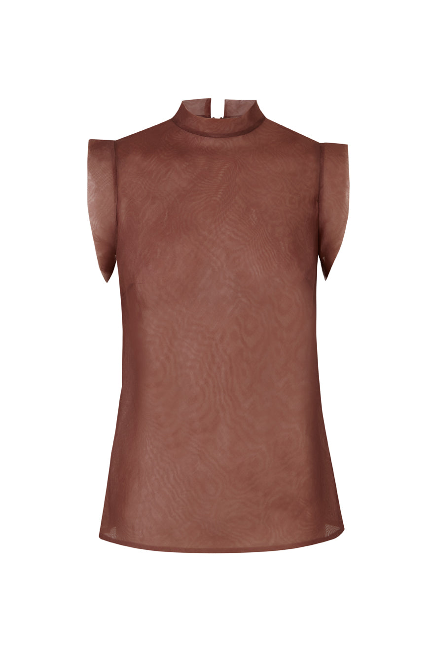 Fitted sleeveless organza top