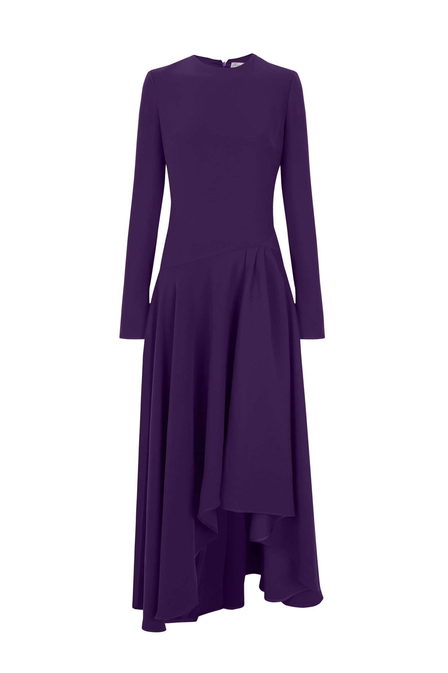 Long sleeve midi dress with asymmetrical skirt