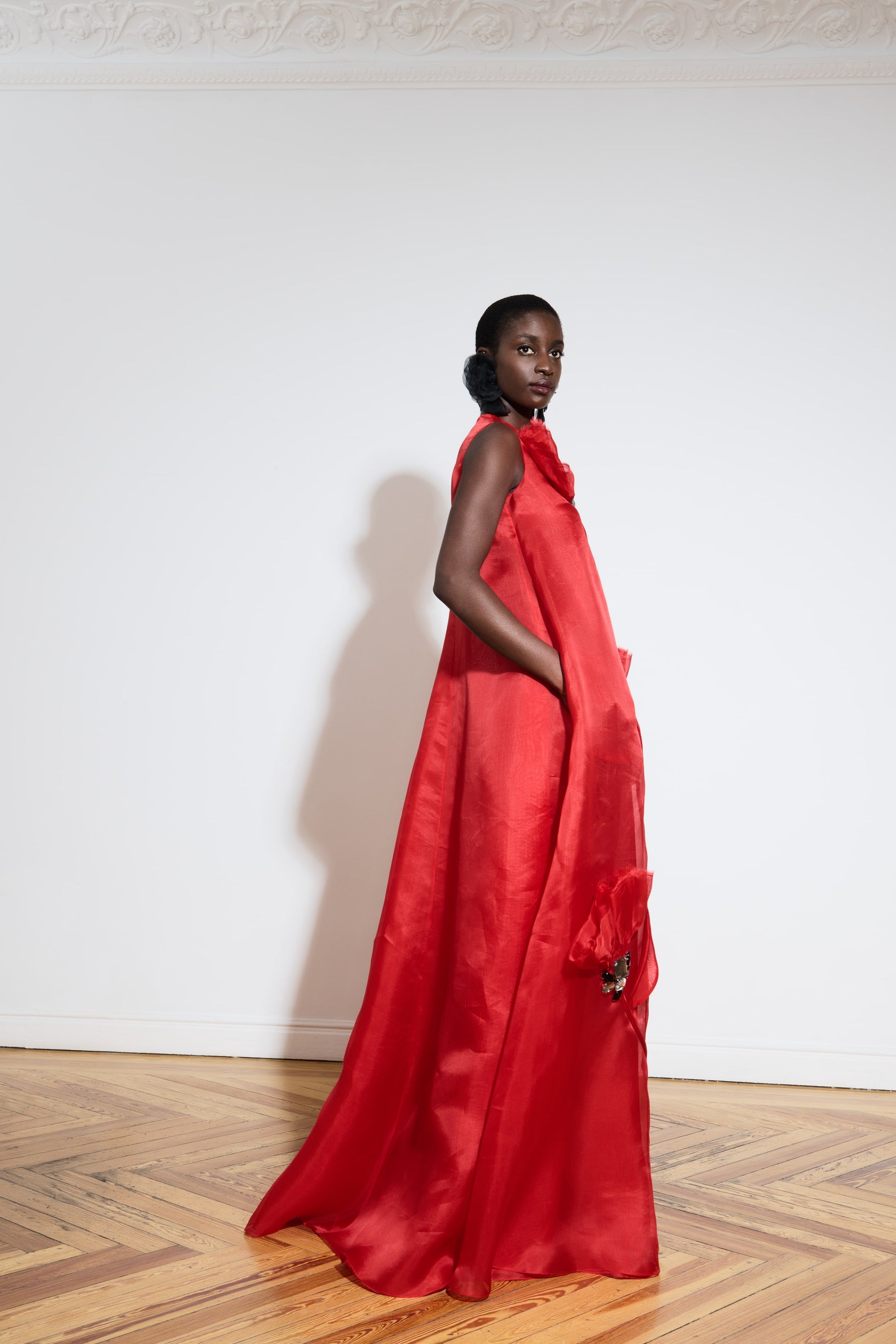 red silk organza dress RED BODYCON LONG SLEEVED ORGANZA MAXI DRESS IN RED | CULT MIA