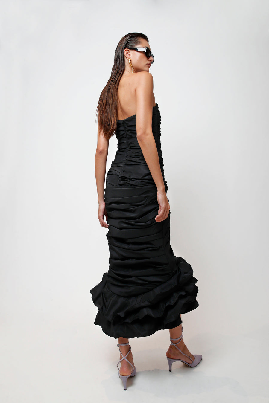 Strapless taffeta dress