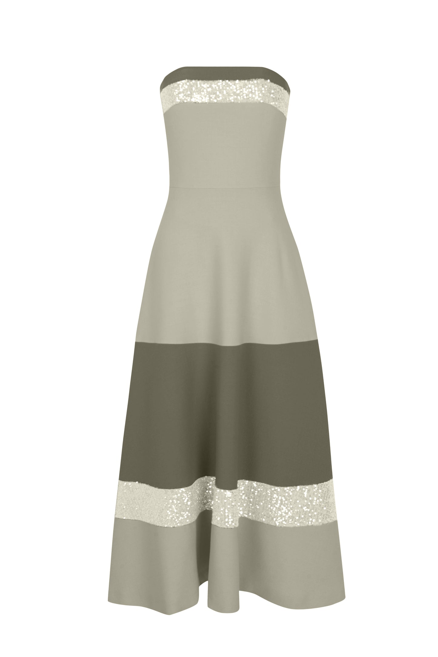 Midi strapless dress with paillettes