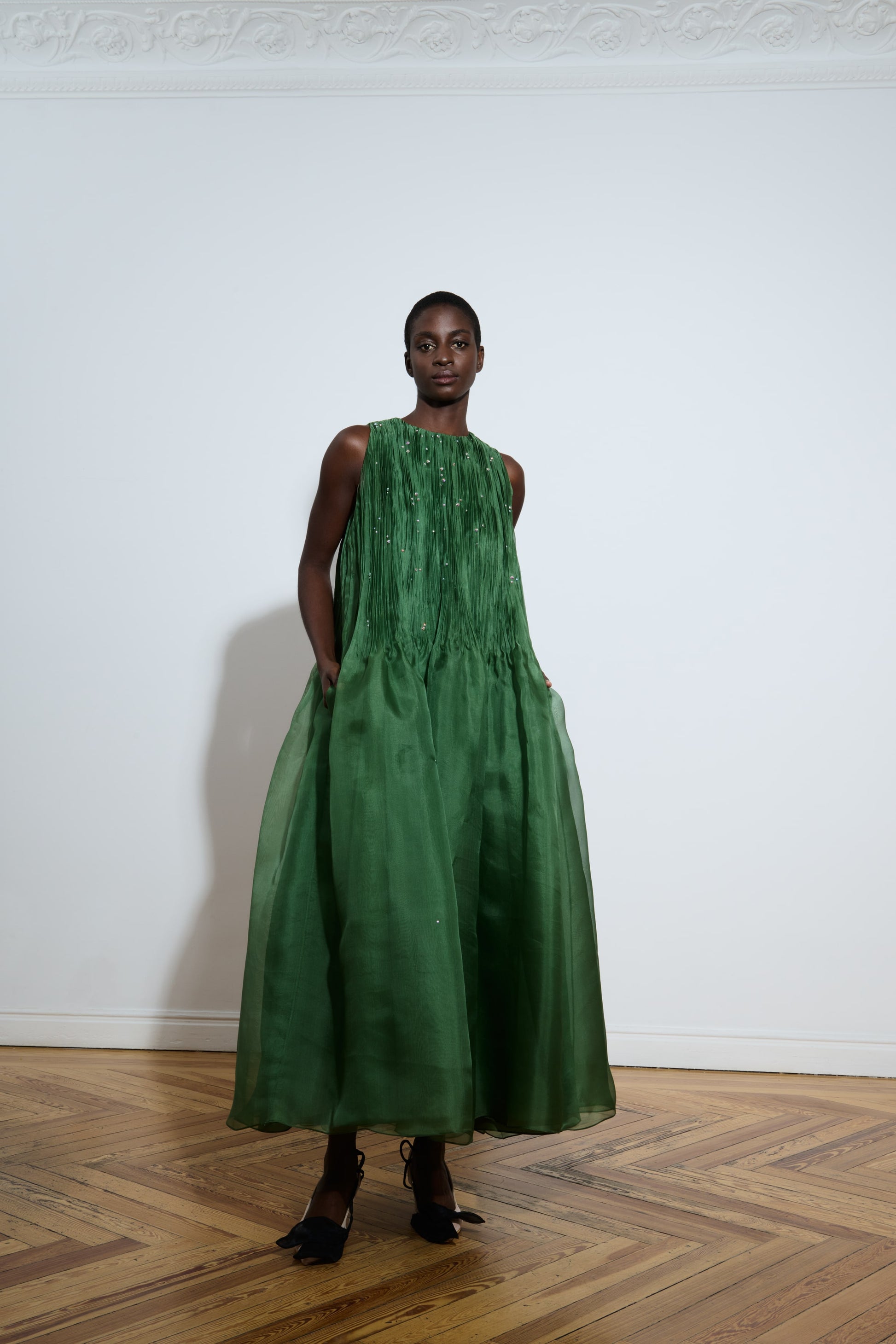 Organza midi dress with crystals THE 2ND SKIN CO. Organza midi dress with crystals THE 2ND SKIN CO.