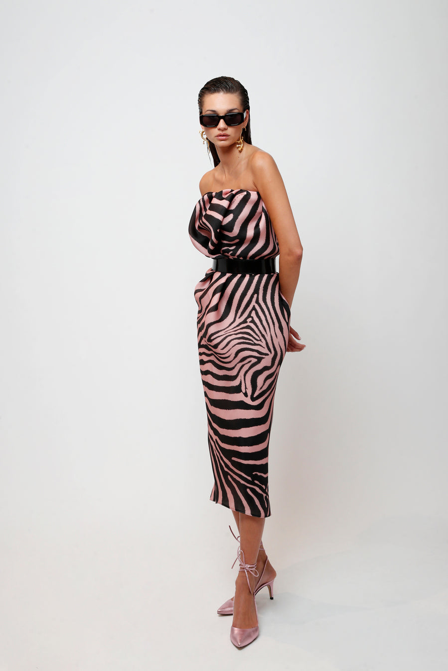 Strapless dress animal print