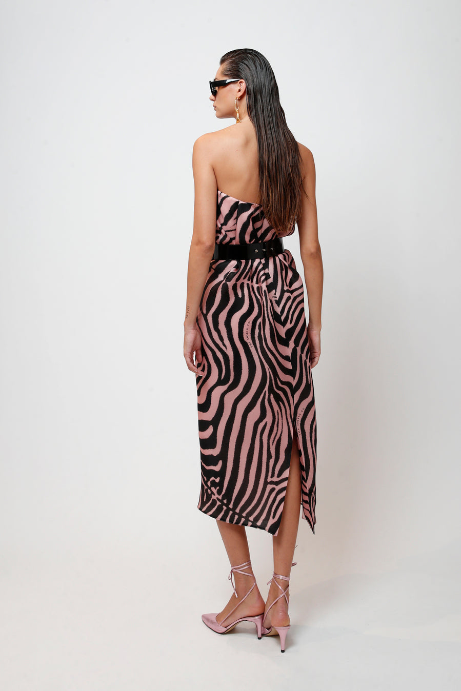 Strapless dress animal print