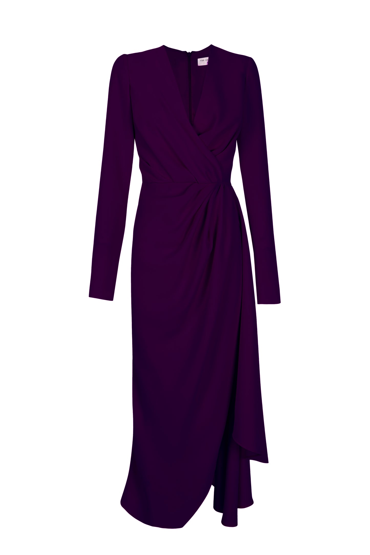 Long sleeve draped midi dress